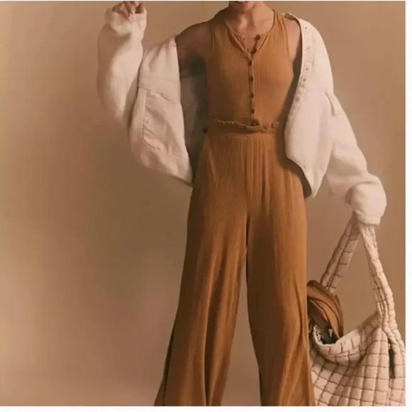 FP Movement by Free People Pants - Free People Movement Caught My Tempo Jumpsuit Open back wide leg S
